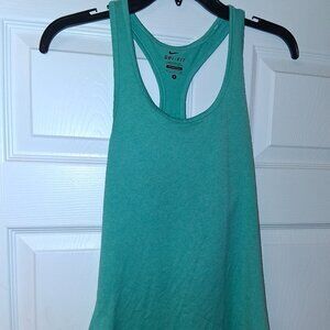 Nike Shirt Womens Small Blue Green Swoosh Drifit Sleeveless Tank Top Gym